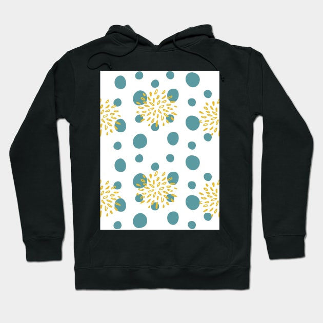 Blue raindrops in yellow flower Hoodie by PedaDesign